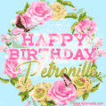 Beautiful Birthday Flowers Card for Petronilla with Glitter Animated Butterflies