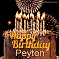 Chocolate Happy Birthday Cake for Peyton (GIF)
