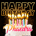 Phaedra - Animated Happy Birthday Cake GIF Image for WhatsApp
