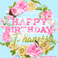Beautiful Birthday Flowers Card for Phanessa with Glitter Animated Butterflies