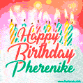 Happy Birthday GIF for Pherenike with Birthday Cake and Lit Candles