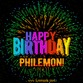 New Bursting with Colors Happy Birthday Philemon GIF and Video with Music