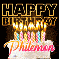 Philemon - Animated Happy Birthday Cake GIF for WhatsApp