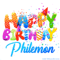 Happy Birthday Philemon - Creative Personalized GIF With Name