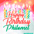 Happy Birthday GIF for Philomel with Birthday Cake and Lit Candles