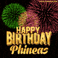 Wishing You A Happy Birthday, Phineas! Best fireworks GIF animated greeting card.