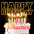 Phoenix - Animated Happy Birthday Cake GIF for WhatsApp