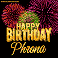 Wishing You A Happy Birthday, Phrona! Best fireworks GIF animated greeting card.