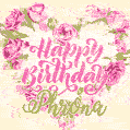 Pink rose heart shaped bouquet - Happy Birthday Card for Phrona