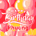 Happy Birthday Phuong - Colorful Animated Floating Balloons Birthday Card