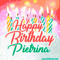 Happy Birthday GIF for Pietrina with Birthday Cake and Lit Candles
