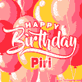 Happy Birthday Piri - Colorful Animated Floating Balloons Birthday Card