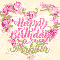 Pink rose heart shaped bouquet - Happy Birthday Card for Pirkitta