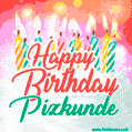 Happy Birthday GIF for Pizkunde with Birthday Cake and Lit Candles