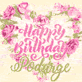 Pink rose heart shaped bouquet - Happy Birthday Card for Podarge