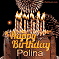 Chocolate Happy Birthday Cake for Polina (GIF)