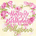 Pink rose heart shaped bouquet - Happy Birthday Card for Pollyanna