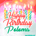 Happy Birthday GIF for Poloma with Birthday Cake and Lit Candles