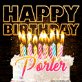 Porter - Animated Happy Birthday Cake GIF Image for WhatsApp