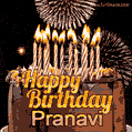 Chocolate Happy Birthday Cake for Pranavi (GIF)