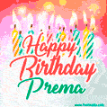 Happy Birthday GIF for Prema with Birthday Cake and Lit Candles