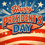 Animated holiday card with a strong American theme. The dynamic typography stands out against a backdrop of flag elements and festive bursts, celebrating the nation's leaders.