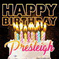 Presleigh - Animated Happy Birthday Cake GIF Image for WhatsApp