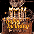 Chocolate Happy Birthday Cake for Preslie (GIF)