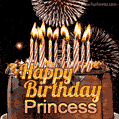 Chocolate Happy Birthday Cake for Princess (GIF)