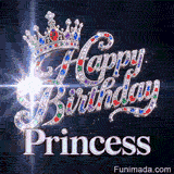 Close-up of a detailed silver crown with red, green, and blue gems above the name Princess in elegant metallic font.