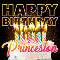 Princeston - Animated Happy Birthday Cake GIF for WhatsApp