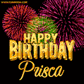 Wishing You A Happy Birthday, Prisca! Best fireworks GIF animated greeting card.