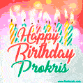 Happy Birthday GIF for Prokris with Birthday Cake and Lit Candles
