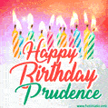 Happy Birthday GIF for Prudence with Birthday Cake and Lit Candles