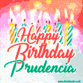 Happy Birthday GIF for Prudencia with Birthday Cake and Lit Candles