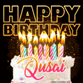 Qusai - Animated Happy Birthday Cake GIF for WhatsApp