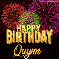 Wishing You A Happy Birthday, Quynn! Best fireworks GIF animated greeting card.