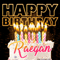 Raegan - Animated Happy Birthday Cake GIF Image for WhatsApp