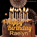 Chocolate Happy Birthday Cake for Raelyn (GIF)