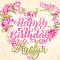 Pink rose heart shaped bouquet - Happy Birthday Card for Raelyn