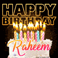 Raheem - Animated Happy Birthday Cake GIF for WhatsApp