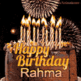 Chocolate Happy Birthday Cake for Rahma (GIF)