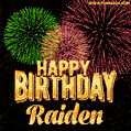 Wishing You A Happy Birthday, Raiden! Best fireworks GIF animated greeting card.