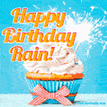 Happy Birthday, Rain! Elegant cupcake with a sparkler.