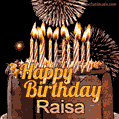 Chocolate Happy Birthday Cake for Raisa (GIF)