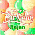 Happy Birthday Image for Rajan. Colorful Birthday Balloons GIF Animation.