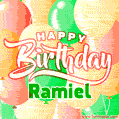 Happy Birthday Image for Ramiel. Colorful Birthday Balloons GIF Animation.