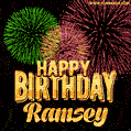 Wishing You A Happy Birthday, Ramsey! Best fireworks GIF animated greeting card.