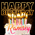 Ramsey - Animated Happy Birthday Cake GIF for WhatsApp