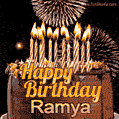 Chocolate Happy Birthday Cake for Ramya (GIF)